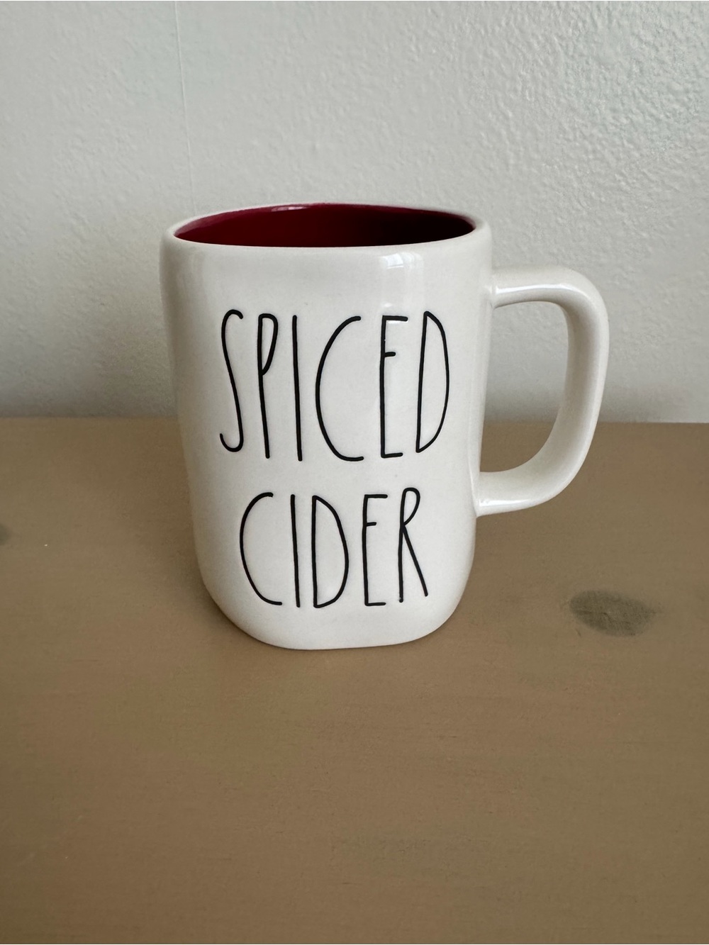 Rae Dunn Spiced Cider Ceramic Mug - White with Red Interior